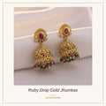Ruby Drop Gold Jhumkas