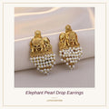Elephant Pearl Drop Earrings