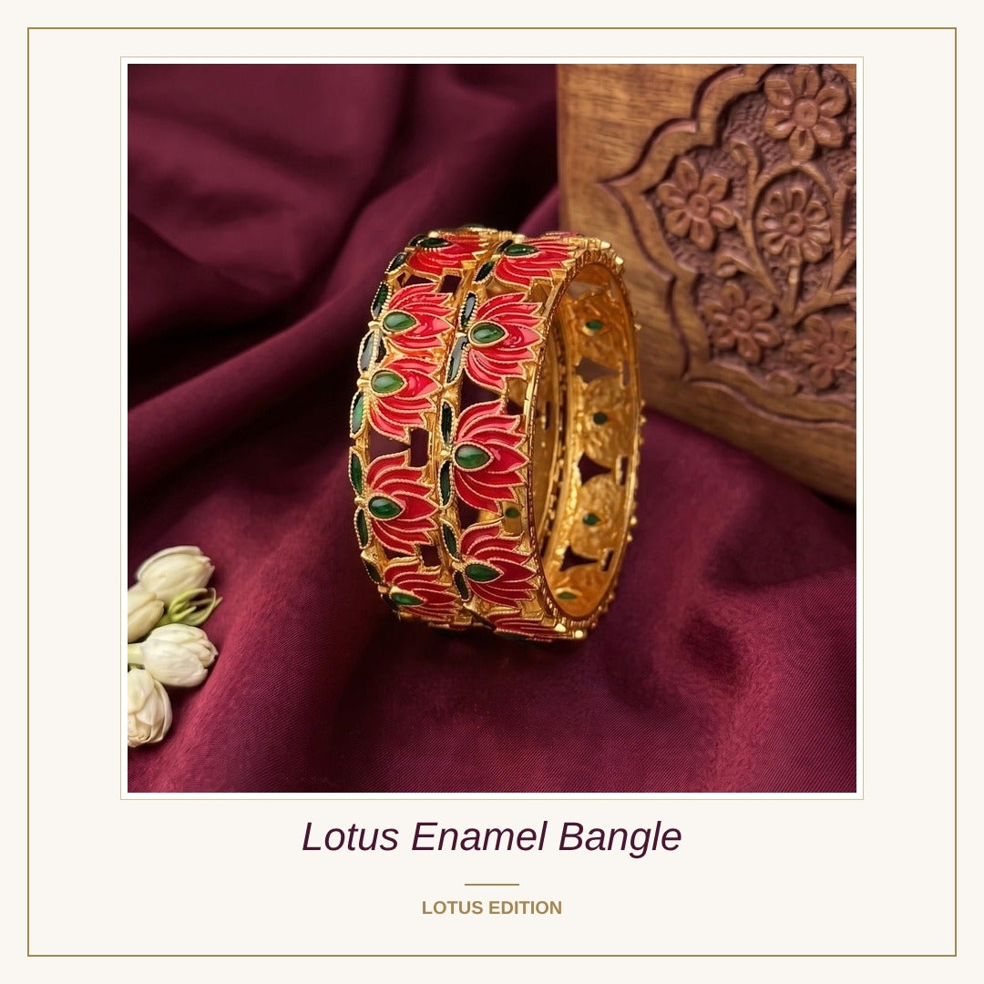 Lotus Enamel Bangle