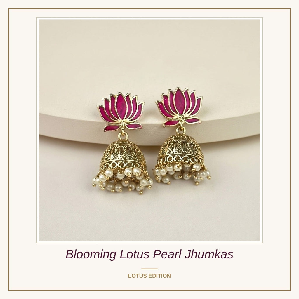 Blooming Lotus Pearl Jhumkas