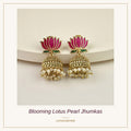 Blooming Lotus Pearl Jhumkas