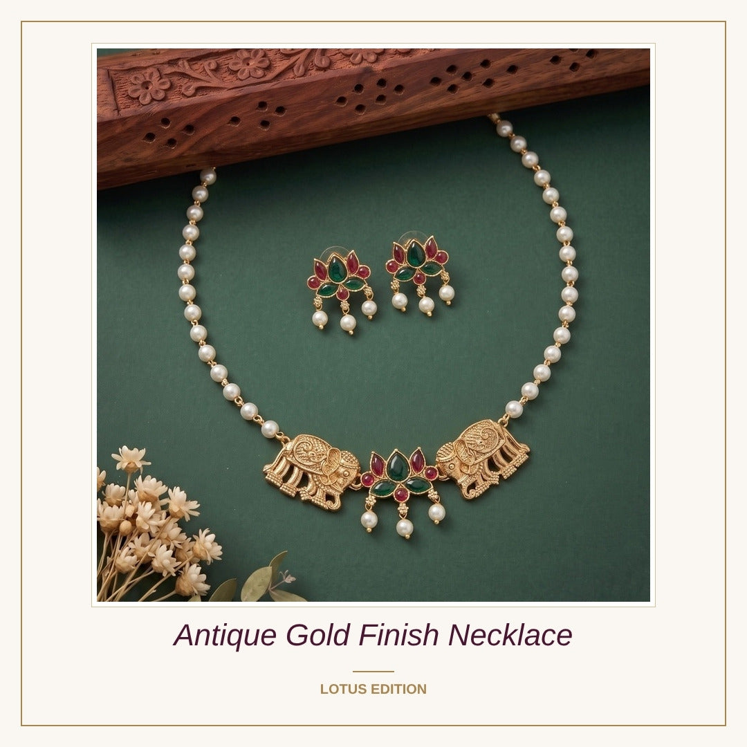 Antique Gold Finish Necklace