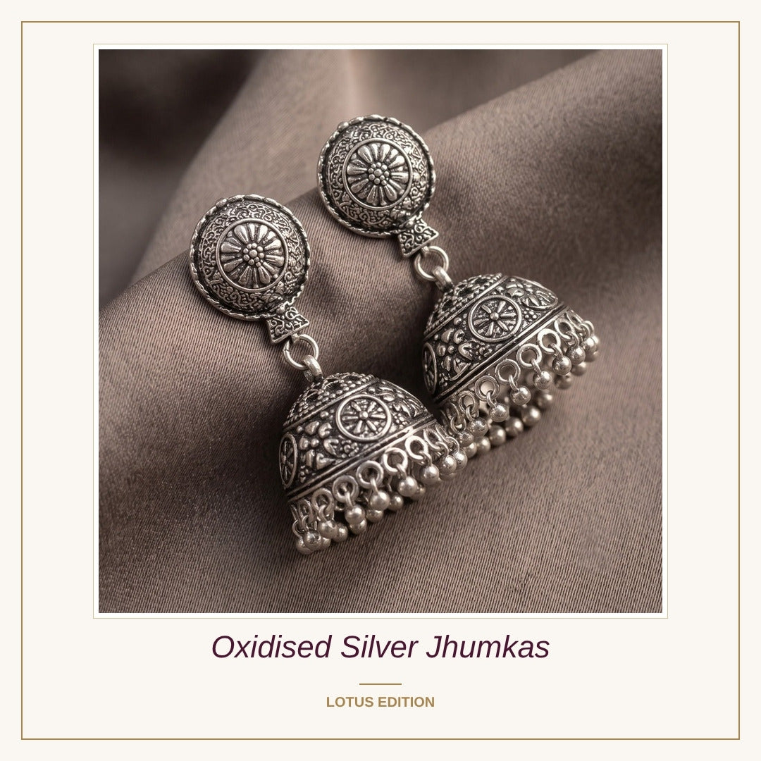 Oxidised Silver Jhumkas