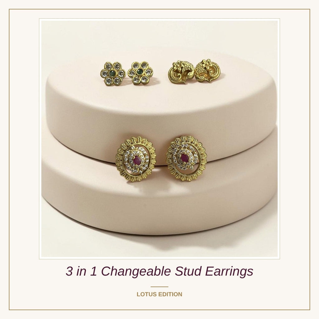 3 in 1 Changeable Stud Earrings