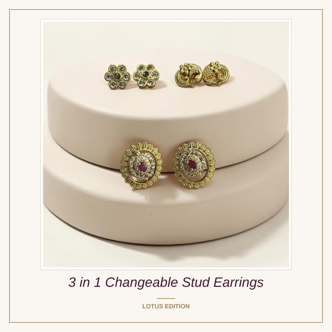 3 in 1 Changeable Stud Earrings