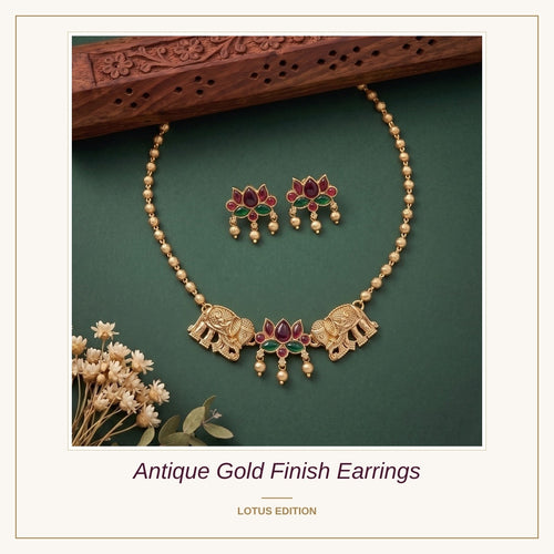 Antique Gold Finish Earrings