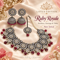 Ruby Royale Necklace, Earrings & Tikka