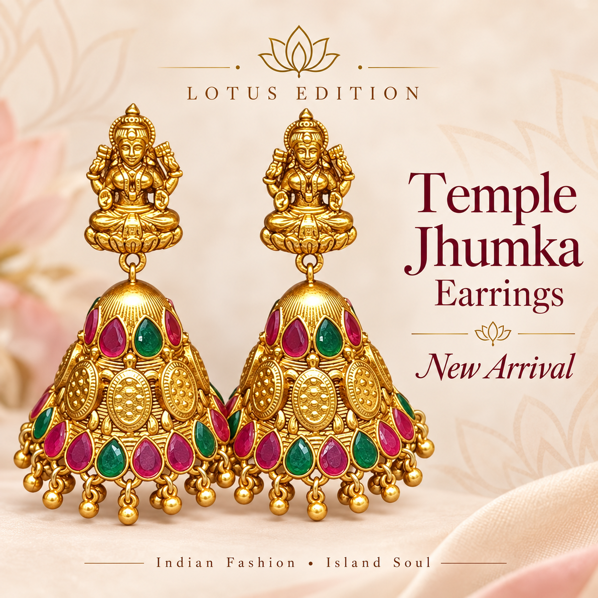 Temple Jhumka Earrings