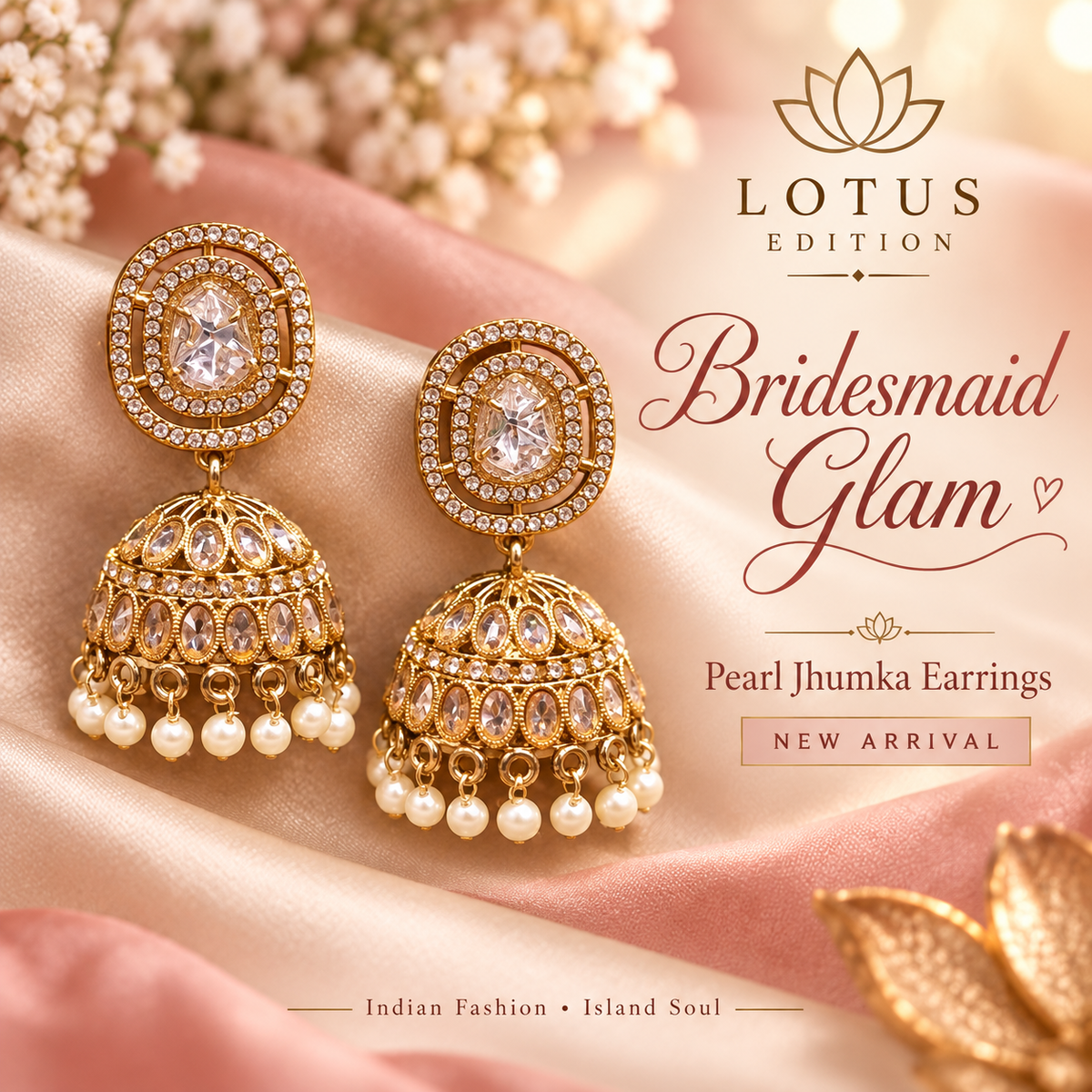 Bridesmaid Glam Pearl Jhumkas