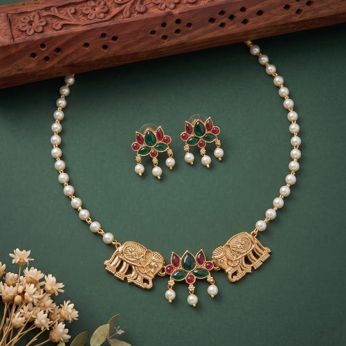 Antique Gold Finish Necklace Set