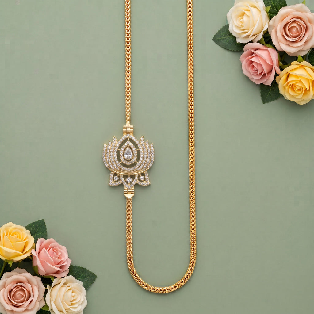 Pearl Accent Mugappu Chain, 24 inch