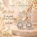 Celestial Drop earrings, silver tone teardrop earrings with clear stones