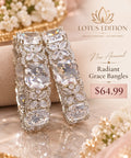Radiant Grace bangles, a pair of silver tone bangles with large clear stones
